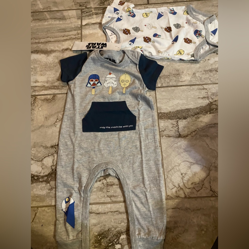 NWT Star Wars Bundle Jumper & Onesie Darth Vader, R2D2, Luke Skywalker Disney